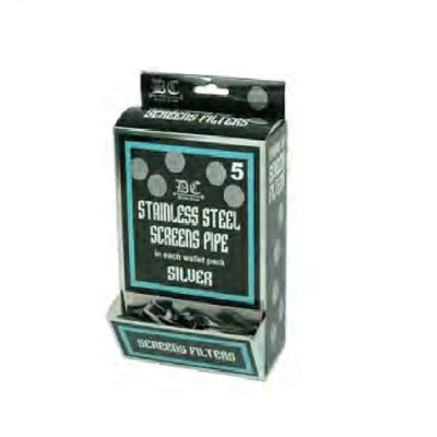Double Cross Stainless Steel Screens Pipe 5ct Wallet Pack Silver 5 Packs of 100 Screens Filters