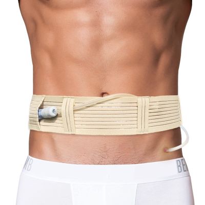 Soft Breathable Peritoneal Dialysis Belt Adjustable PD Catheter Holder Accessories Discreet for Safety Secure Transfer Set Peg Feeding Tube Supplies Men Women Beige Medium