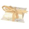 Aokbean 100 Pack Mini Pillow Candy Box Small Gift Boxes with 50 Yards Ribbon for Christmas Wedding Party Favor Gift, Jewelry or Soap Packaging (Gold Stripes) view 1
