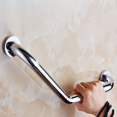 135 Angled Grab Bars for Bathtubs and Showers,Wall-Mounted 18in Bathroom Safety Grab Bar Hand Support Rail Copper Handrails,Support Handicap Grab Bars for Elderly,Pregnant Woman ( Color : Silver )