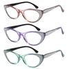 EYEURL Cat Eye Reading Glasses for Women Blue Light Blocking 3 Pack Computer Readers with Spring Hinge Lightweight Eyeglasses Anti Glare Filter, 0.5 view 2