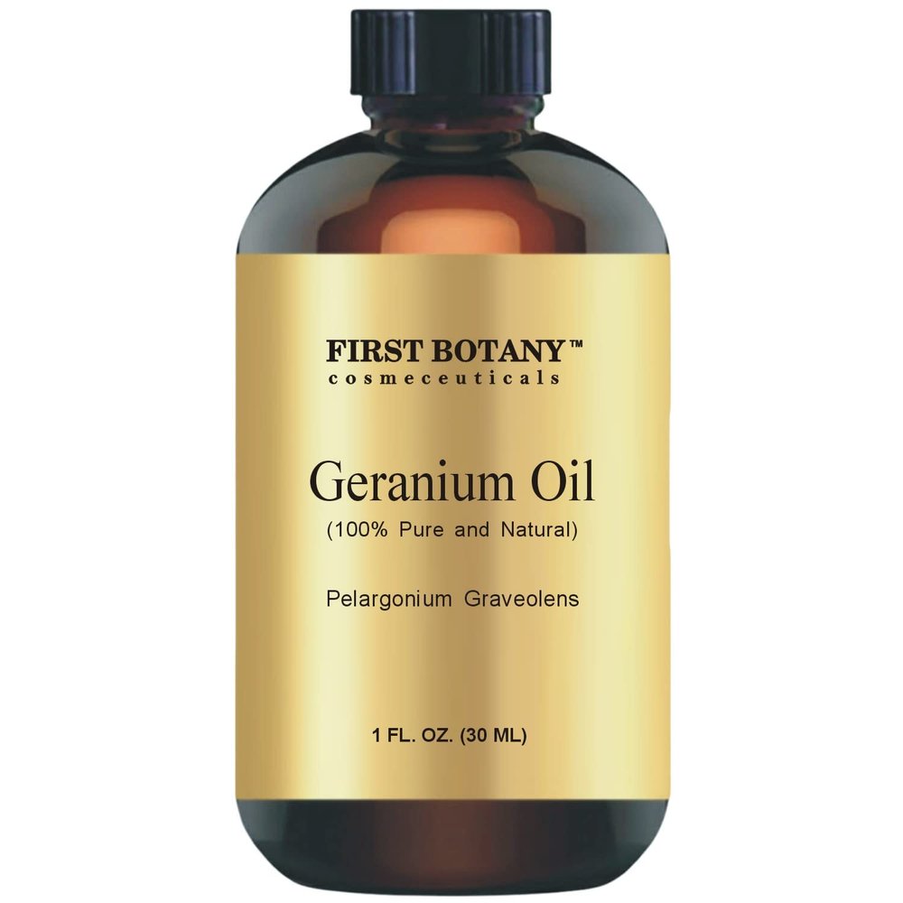 First Botany, 100% Pure Geranium Essential Oil - Premium Geranium Oil for Aromatherapy, Massage, Topical & Household Uses - 1 fl oz (Geranium)
