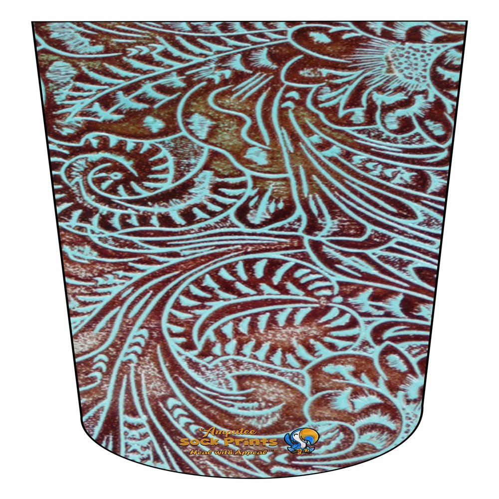 Amputee Sock BTKA,"Western Tooled Pattern V5" 3ply Stump Sock