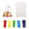 Newkita 100PCS Small Cellophane Bags, 5x7 Clear Gift Rice Crispy Candy Cake Pop Party Favor Bags with 4 Ties Christmas Thanksgiving Halloween Treat bags view 1