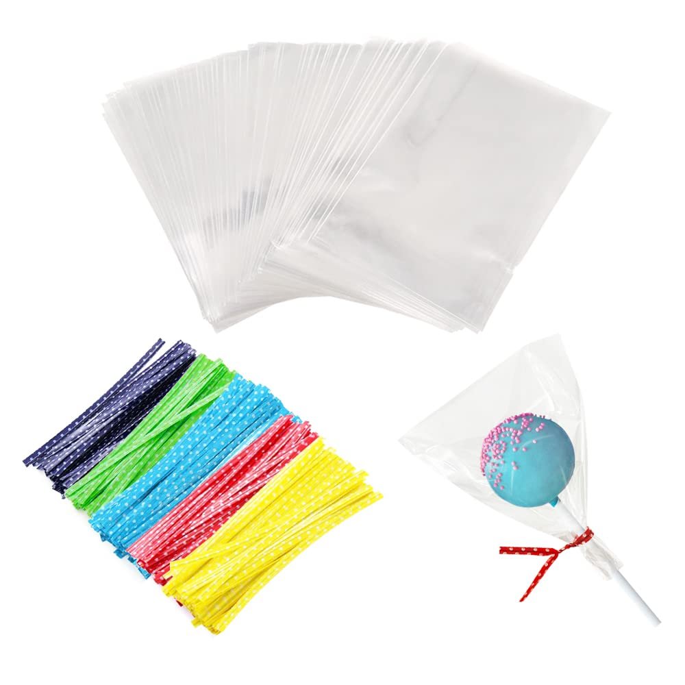 100PCS Small Cellophane Bags, 3x4 OPP Rice Crispy Bags for Gift Goodie Favor Candy Cake Pop Birthday Party Cookies Christmas New Year Wedding Party (3'' x 4'')