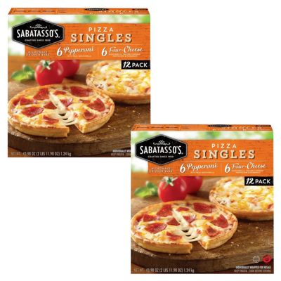 Sabatasso's Pizzeria Pepperoni with Real Mozzarella and Four Cheese Thin Crust Pizza Singles - Gluten Free - Frozen -2 Pack (43.86 oz Each ) Ready Set Gourmet Donate a Meal Program