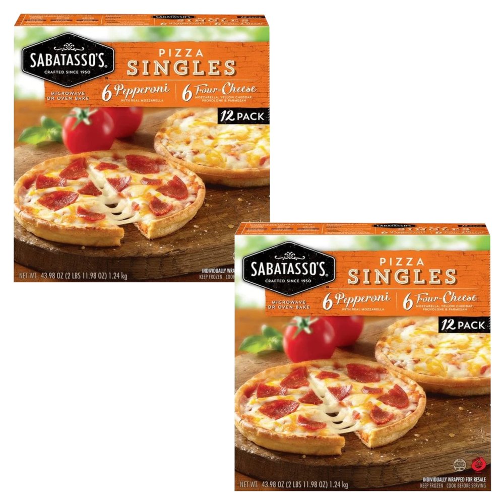 Sabatasso's Pizzeria Pepperoni with Real Mozzarella and Four Cheese Thin Crust Pizza Singles - Gluten Free - Frozen -2 Pack (43.86 oz Each ) Ready Set Gourmet Donate a Meal Program