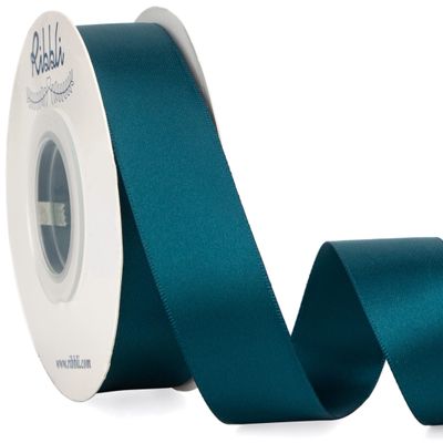 Ribbli Double Faced Teal Ribbon,1 x Continuous 25 Yards,Use for Bows Bouquet,Gift Wrapping,Floral Arrangement