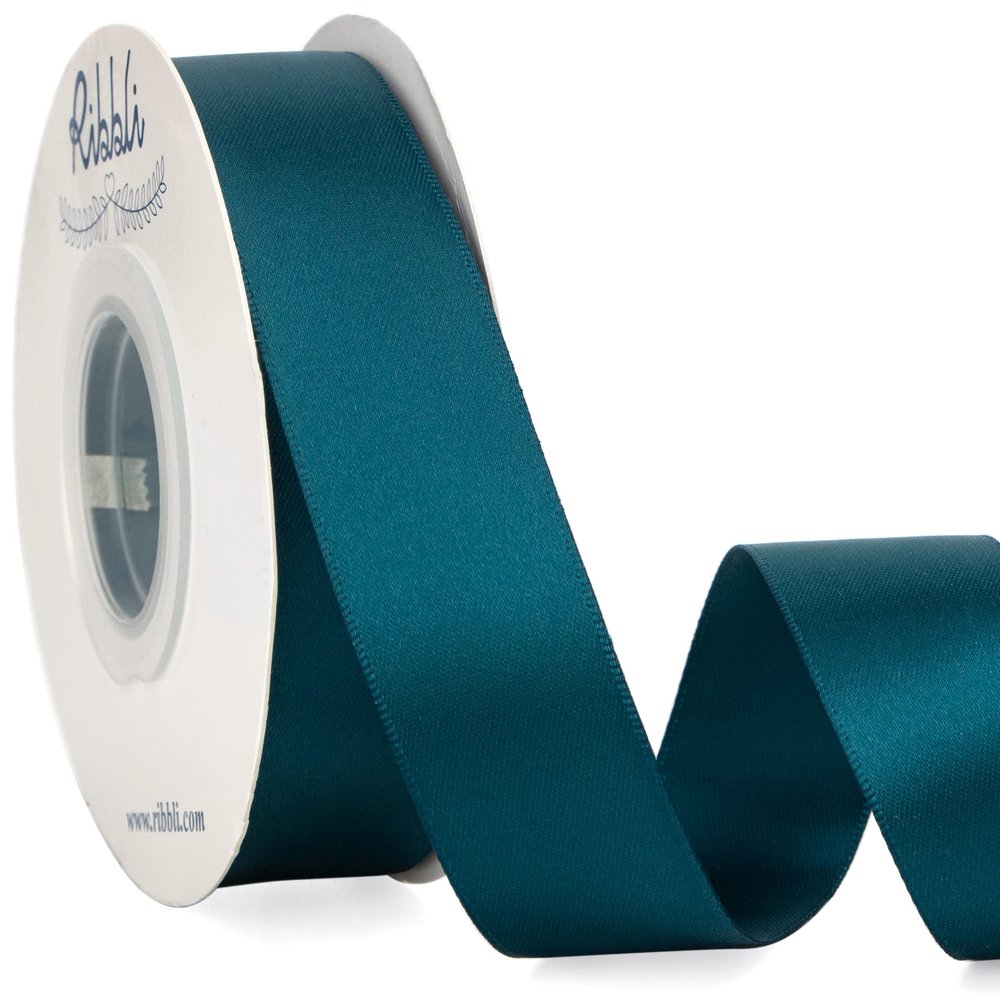Ribbli Double Faced Teal Ribbon,1 x Continuous 25 Yards,Use for Bows Bouquet,Gift Wrapping,Floral Arrangement