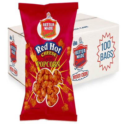 BetterMade Special Flavored Popcorn .625oz Bags (100 Pack) (RED HOT CHEESE)