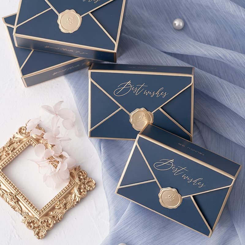 POTTIIS 20Pcs Candy Box Cookie Gift BoxesRomantic Wedding Favors Cute Chocolate Box for Wedding Bridal Birthday Party Supplies - Blue