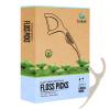 Natural Dental Floss Picks (300 Count) - Kraft Paper Box Packaging, Plant Based, PETA Approved Vegan, Eco Friendly, Sustainable Dental Flossers - Twin Floss (Mint) view 1