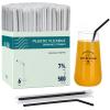 ALINK 500 Count Black Plastic Flexible Drinking Straws, Individually Wrapped Plastic Disposable Bendy Straws - 7.75" x 0.23" view 1