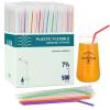 ALINK 500 Count Colorful Plastic Flexible Drinking Straws, Individually Wrapped Plastic Disposable Bendy Party Straws - 7.75" x 0.23" view 1