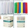 ALINK 500 Count Colorful Plastic Flexible Drinking Straws, Individually Wrapped Plastic Disposable Bendy Party Straws - 7.75" x 0.23" view 3