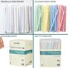 ALINK 500 Counts Striped Flexible Drinking Straws, Individually Wrapped Plastic Disposable Bendy Straws - 7.75" x 0.23" view 3