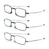 3 Pack Folding Reading Glasses with Keychain Compact Bags Women Men Blue Light Blocking Spring Hinge Portable Pocket Readers,Black Grey and Blue 2.0 view 2