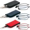 3 Pack Folding Reading Glasses with Keychain Compact Bags Women Men Blue Light Blocking Spring Hinge Portable Pocket Readers,Black Blue and Red 1.5 view 1