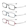 3 Pack Folding Reading Glasses with Keychain Compact Bags Women Men Blue Light Blocking Spring Hinge Portable Pocket Readers,Black Blue and Red 1.5 view 2