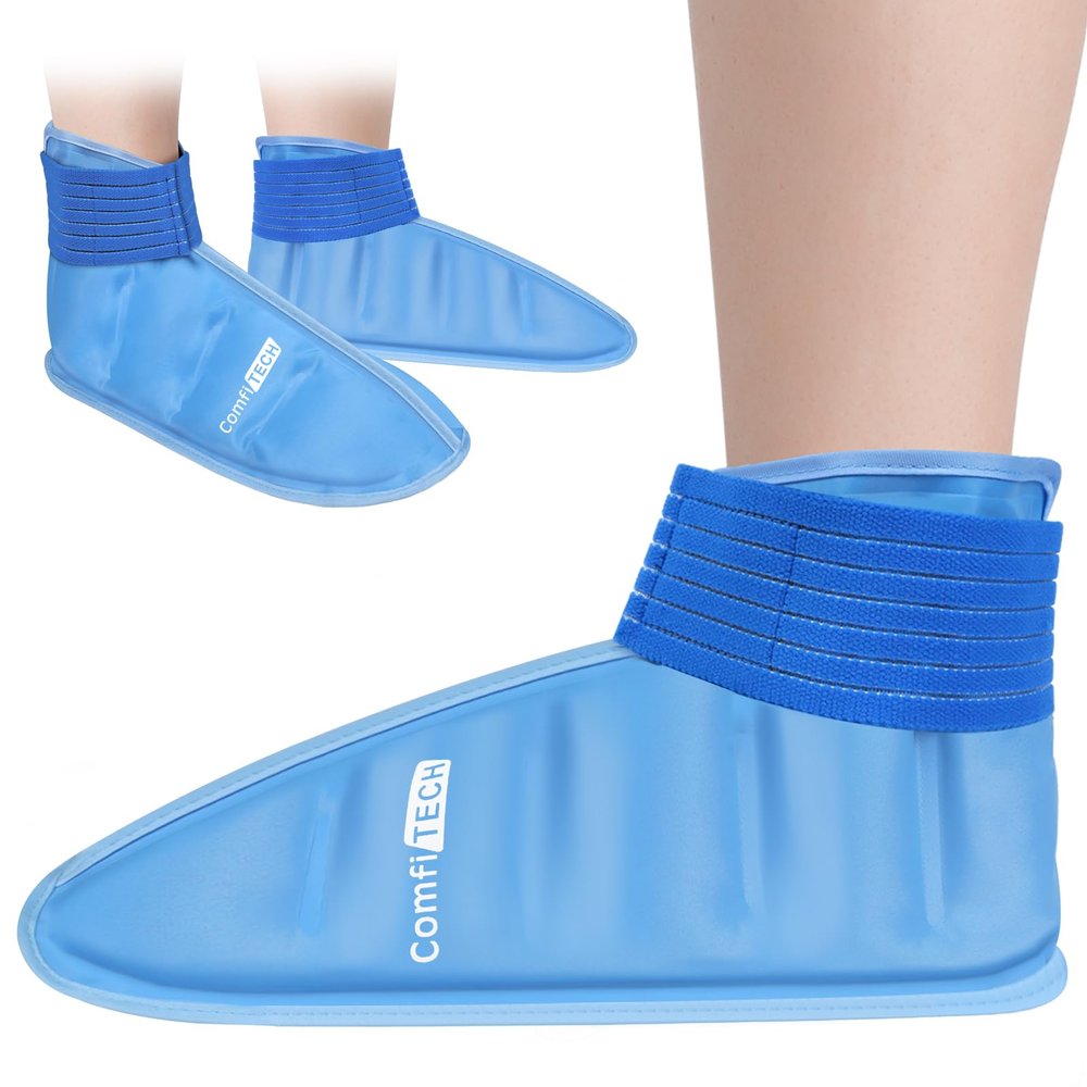 ComfiTECH Foot Ice Pack Wrap for Feet, Cooling Boot for Ankle, Cold Heel Pad for Plantar, Large
