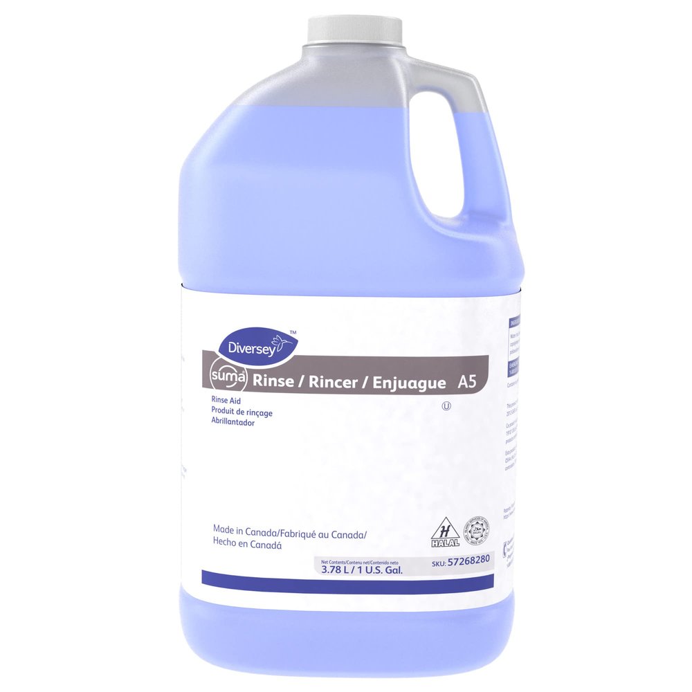 Diversey Suma Rinse Aid Liquid, Unscented, 128 oz (1 Gallon), Removes Water Spots, Ensures Quick Drying