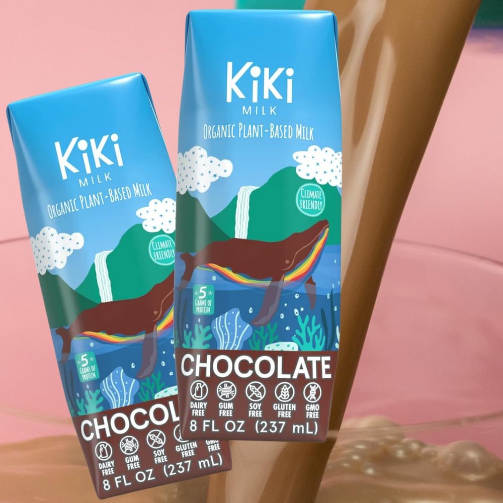Chocolate Kiki Milk, Organic, Plant Based, Gum Free, GMO Free, Dairy Free, Soy Free, Gluten Free, Glyphosate Free (8 oz  Pack of 12)