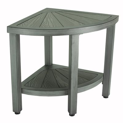 Medline Faux Teak Bathroom Corner Bench, Aluminum Shower Bench with Teak-Like Appearance