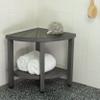 Medline Faux Teak Bathroom Corner Bench, Aluminum Shower Bench with Teak-Like Appearance view 2