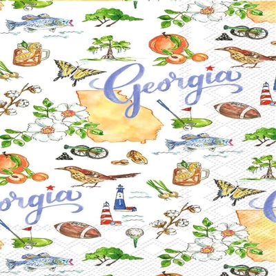 IHR Ideal Home Range Dinner Napkins Rosanne Beck State Collection Disposable 3-Ply Paper Hand Towels, 8.5" x 4.5", Georgia, 16-Count