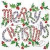 Boston International Rosanne Beck Winter Holiday Christmas IHR 3-Ply Paper Napkins, 20-Count Lunch Size, Merry Christmas Cane view 1