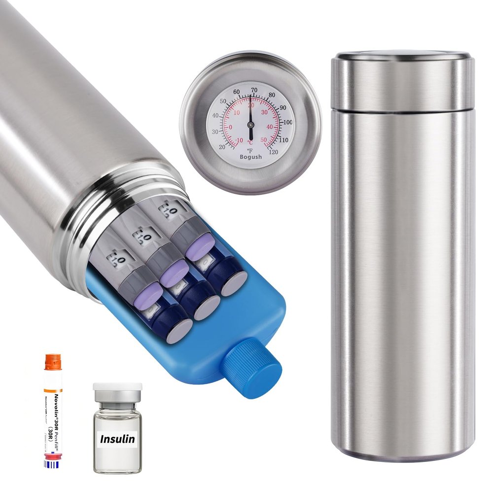 Bogush 60H Insulin Pens Cooler Hold 6-8 Pens Travel Case Medication Cooler for Travel TSA Approved Medicine Cooler Medical Diabetic Travel Cooler Bag Epipen Carry Case Silver