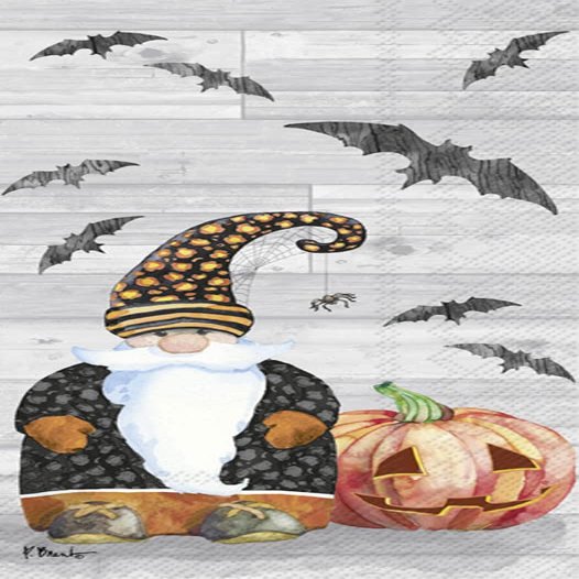 IHR Ideal Home Range Dinner Napkins Disposable 3-Ply Paper Hand Towels, 8.5" x 4.5", Halloween Gnome, 16-Count