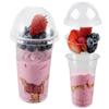 50 Sets 12 oz Clear Plastic Parfait Cups with INSERT & DOME Lids(NO HOLE) - Disposable Dessert Cups with Lids for Kids, Dips Snacks and Veggies, Fruit Yogurt Smoothie Iced Cold Drinks, No Leaking view 1