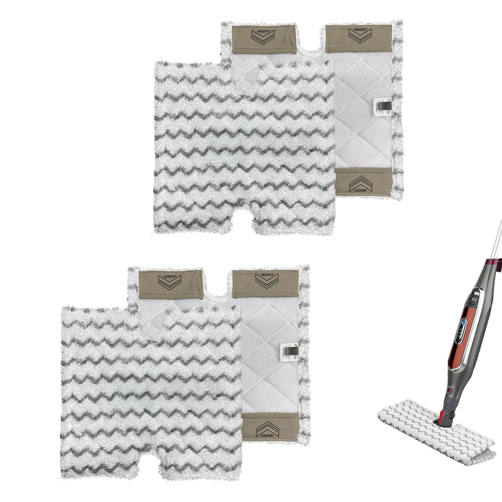 4 Pack Steam Mop Pads for Shark Lift-Away Pro Genius S3973, S3973D, S3973WM, S5002Q, S5003A, S5003D, S5004, S6001W, S6002, S6002C, S6003D, S6003W Touch-Free Dirt Grip Washable Replacement Mop Pads