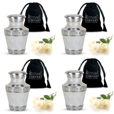 Urns Small - Baby Urn - White Mini Urns for Human Ashes - Ash urn - Cremation Keepsakes - Ash Holders - Tiny Urn - Pet Urn - Miniature - Small Keepsake ERN (Set of 4)