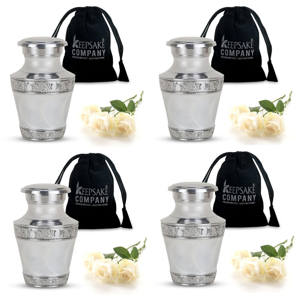 Urns Small - Baby Urn - White Mini Urns for Human Ashes - Ash urn - Cremation Keepsakes - Ash Holders - Tiny Urn - Pet Urn - Miniature - Small Keepsake ERN (Set of 4)