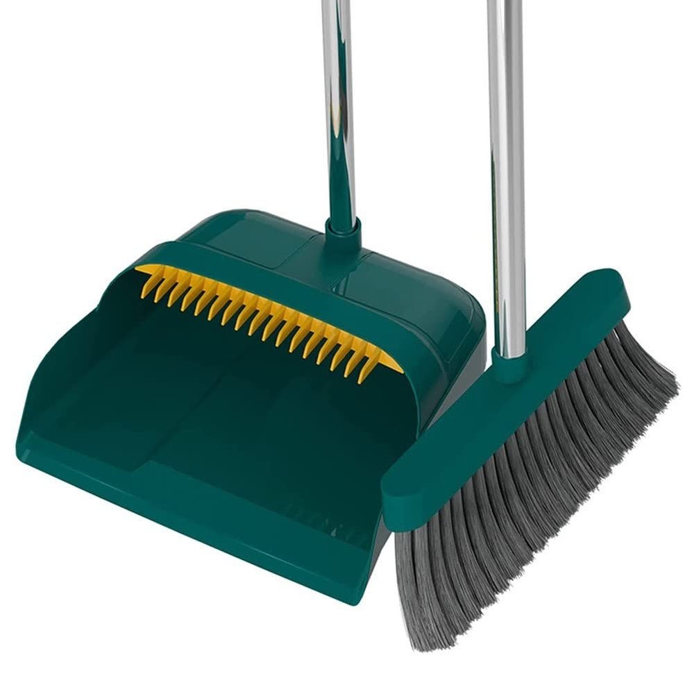 UOOD Broom and Dustpan Set with Long Handle,Upright Lobby Broom for Cleaning Home Kitchen Office Room (Color : Green, Size : A)