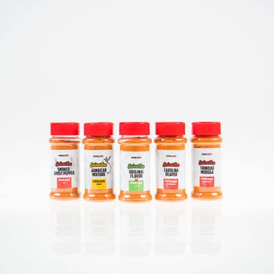 Pepper Joes Dried Sriracha Powder Gift Set  5 Unique Mild to Super-Hot Dried Sriracha Seasonings in 2oz Shaker Jars  10oz Total  Finely Ground Sriracha Rub for Cooking