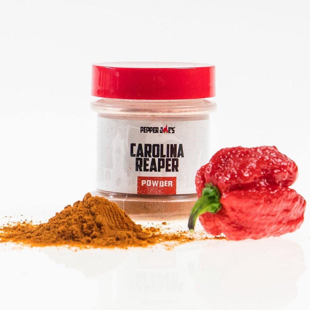 Pepper Joes Carolina Reaper Powder Worlds Hottest Chili Powder Rub 1/2oz Shaker Jar Finely Ground Pure Hot Pepper Powder for Spicy Cooking
