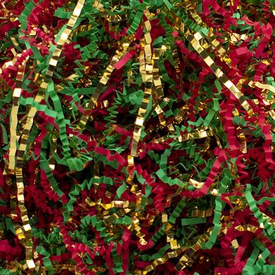 Stephanie Imports Made In USA 3-Ply Crinkle Cut Shredded Paper 2 lbs (Red, Green & Gold Christmas Mix)