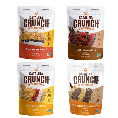 Catalina Crunch Keto Cereal Variety Pack (4 Flavors), 9oz bags | Low Carb, Zero Sugar, Gluten & Grain Free, Fiber | Keto Snacks, Vegan Snacks, Protein Snacks | Breakfast Protein Cereal | Keto Friendly Foods