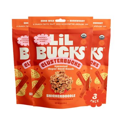 Clusterbucks Superfood Clusters Grain-Free, Keto-Friendly Granola with Regeneratively Grown Sprouted Buckwheat Gluten-Free, Low-Carb, Organic Healthy Snack (3-Pack, Snickerdoodle)