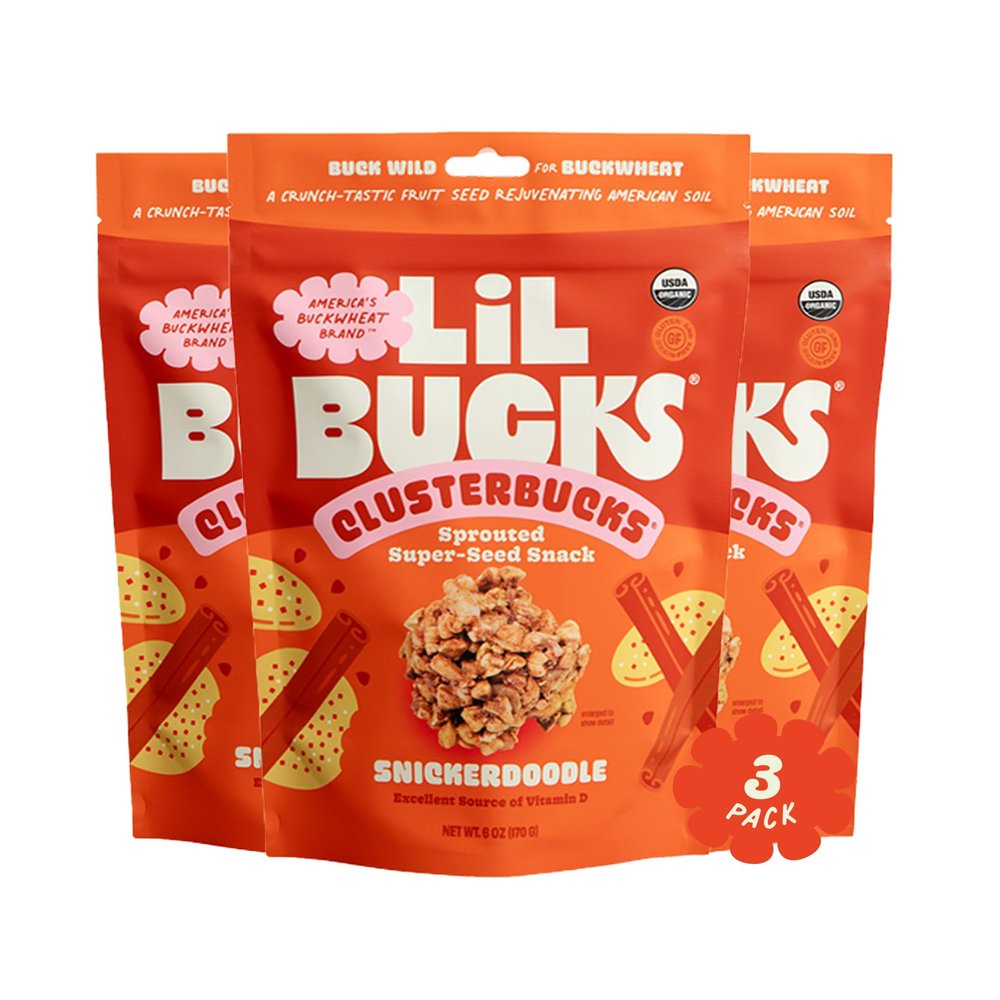 Clusterbucks Superfood Clusters Grain-Free, Keto-Friendly Granola with Regeneratively Grown Sprouted Buckwheat Gluten-Free, Low-Carb, Organic Healthy Snack (3-Pack, Snickerdoodle)