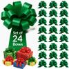 24 PCS of Eye-Catching Xmas Pull Bows for Easy Gift Wrapping with Ribbon - 5" Wide Wrap Bows for Christmas Tree Decoration, Holiday Dcor, Present Wrapping, Baskets, Birthday, Easter - Green Bows view 1