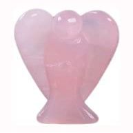Jet Natural Rose Quartz Angel Figurine 2 Inch | Hand Carved Crystal Angel Statue | Decorative Gemstone Angel for Home, Office, Shelf & Gift
