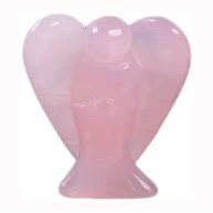 Jet Natural Rose Quartz Angel Figurine 2 Inch | Hand Carved Crystal Angel Statue | Decorative Gemstone Angel for Home, Office, Shelf & Gift