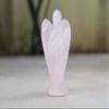 Jet Natural Rose Quartz Angel Figurine 2 Inch | Hand Carved Crystal Angel Statue | Decorative Gemstone Angel for Home, Office, Shelf & Gift view 2