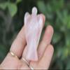 Jet Natural Rose Quartz Angel Figurine 2 Inch | Hand Carved Crystal Angel Statue | Decorative Gemstone Angel for Home, Office, Shelf & Gift view 4