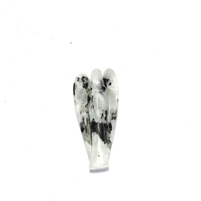 Jet Rainbow Moonstone Angel Figurine 2 Inch | Hand Carved Crystal Angel Statue | Decorative Pocket Stone Gift | Home & Office Dcor