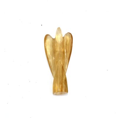 Jet Healing Crystal Gemstone Carved Yellow FLOURITE Pocket Crystal Guardian Angel Figurines 2 inch Pray Angel (Yellow/Honey Flourite)